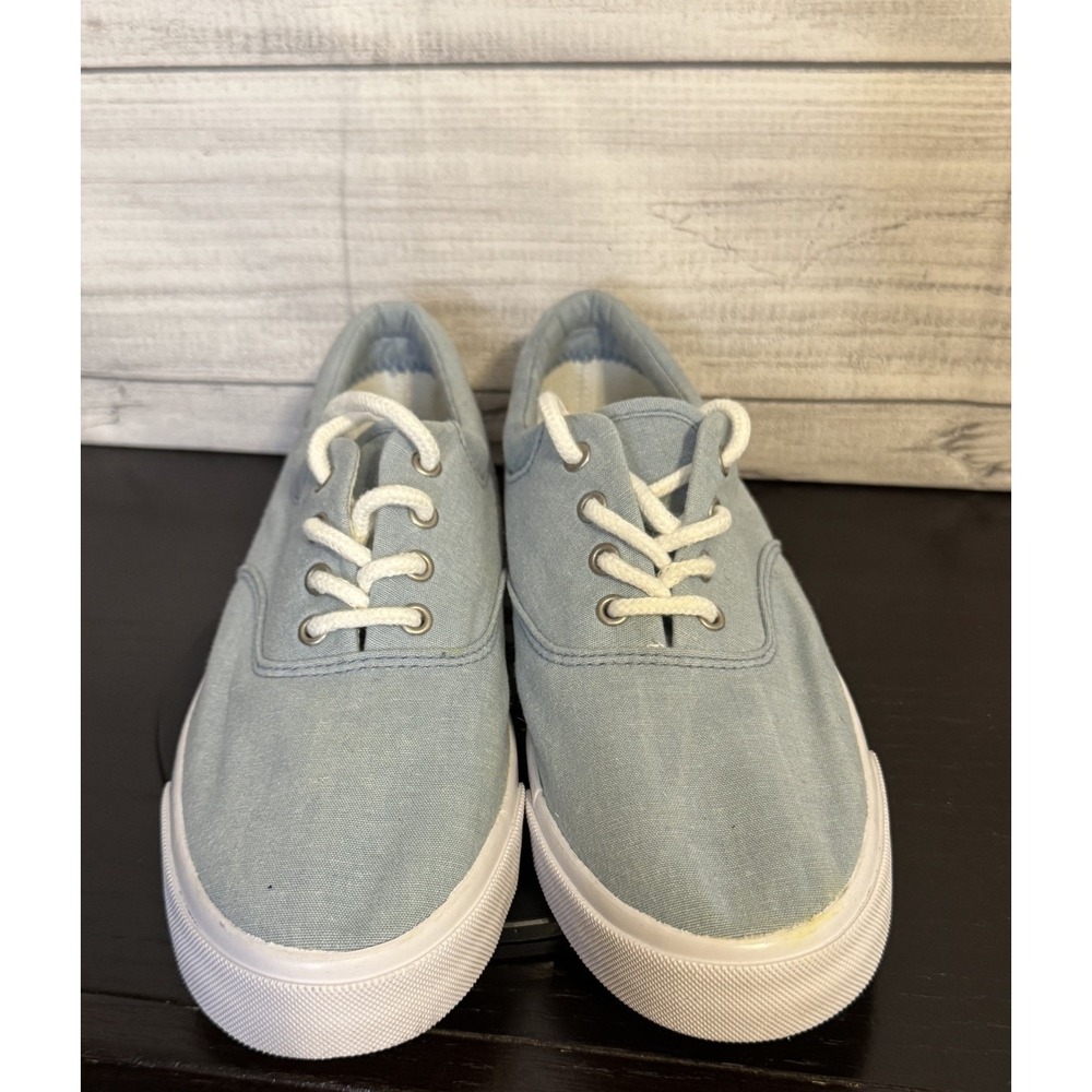 Eddie Bauer Women's Shoes 8.5 Light Blue Loafers Boat Shoes Cotton Upper VGC